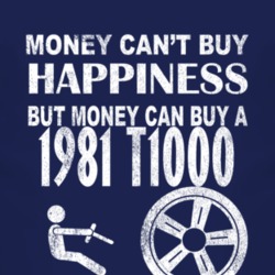 Money Cant Buy Happiness 1981 Pontiac T1000 Dark Distressed T Shirt