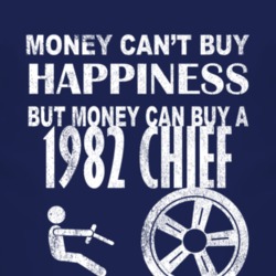 Money Cant Buy Happiness 1982 Chief Dark Distressed T Shirt