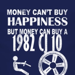 Money Cant Buy Happiness 1982 CJ 10 Dark Distressed T Shirt
