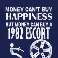 Money Cant Buy Happiness 1982 Escort Dark Distressed T Shirt