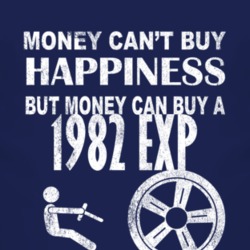 Money Cant Buy Happiness 1982 EXP Dark Distressed T Shirt