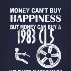 Money Cant Buy Happiness 1983 CJ 5 Dark Distressed T Shirt