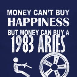 Money Cant Buy Happiness 1983 Dodge Aries Dark Distressed T Shirt