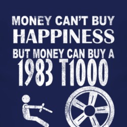 Money Cant Buy Happiness 1983 Pontiac T1000 Dark Distressed T Shirt