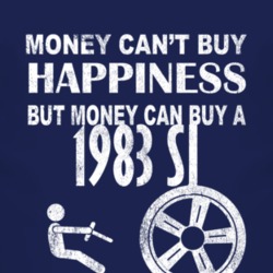Money Cant Buy Happiness 1983 SJ Dark Distressed T Shirt