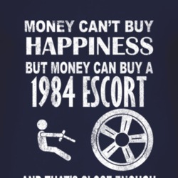 Money Cant Buy Happiness 1984 Escort Dark Distressed T Shirt