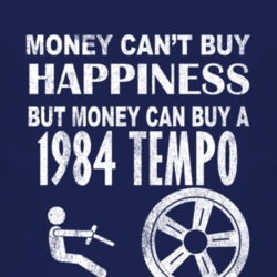 Money Cant Buy Happiness 1984 Tempo Dark Distressed T Shirt