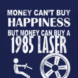 Money Cant Buy Happiness 1985 Chrysler Laser Dark Distressed T Shirt