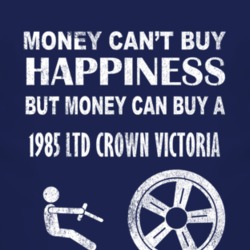 Money Cant Buy Happiness 1985 LTD Crown Victoria Dark Distressed T Shi
