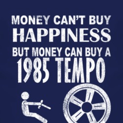 Money Cant Buy Happiness 1985 Tempo Dark Distressed T Shirt