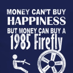 Money Cant Buy Happiness 1985 Pontiac Firefly Dark Distressed T Shirt