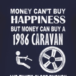 Money Cant Buy Happiness 1986 Dodge Caravan Dark Distressed T Shirt