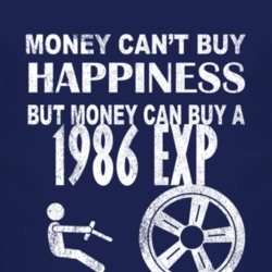 Money Cant Buy Happiness 1986 EXP Dark Distressed T Shirt