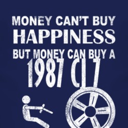 Money Cant Buy Happiness 1987 CJ 7 Dark Distressed T Shirt