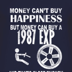 Money Cant Buy Happiness 1987 EXP Dark Distressed T Shirt