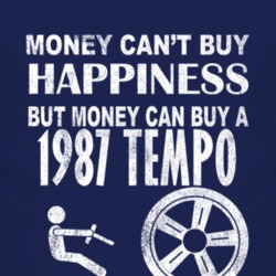 Money Cant Buy Happiness 1987 Tempo Dark Distressed T Shirt