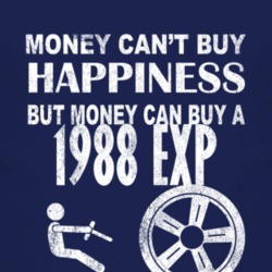 Money Cant Buy Happiness 1988 EXP Dark Distressed T Shirt