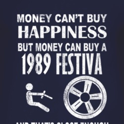 Money Cant Buy Happiness 1989 Festiva Dark Distressed T Shirt