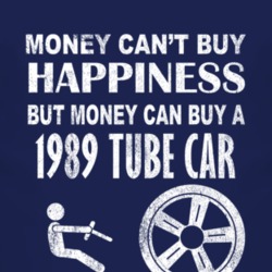 Money Cant Buy Happiness 1989 Oldsmobile Tube Car Dark Distressed T Sh