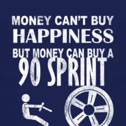 Money Cant Buy Happiness 1990 Chevy Sprint Dark Distressed T Shirt