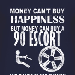 Money Cant Buy Happiness 1990 Escort Dark Distressed T Shirt