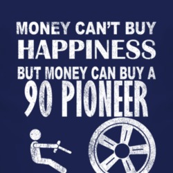 Money Cant Buy Happiness 1990 Pioneer Dark Distressed T Shirt