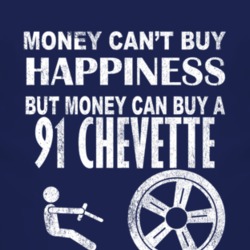 Money Cant Buy Happiness 1991 Chevy Chevette Dark Distressed T Shirt