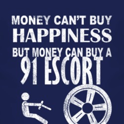 Money Cant Buy Happiness 1991 Escort Dark Distressed T Shirt