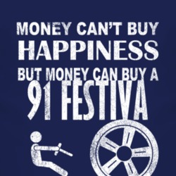 Money Cant Buy Happiness 1991 Festiva Dark Distressed T Shirt