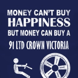 Money Cant Buy Happiness 1991 LTD Crown Victoria Dark Distressed T Shi