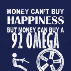 Money Cant Buy Happiness 1992 Chevy Omega Dark Distressed T Shirt