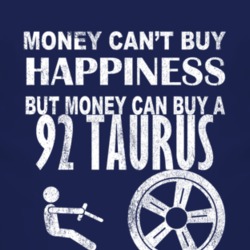 Money Cant Buy Happiness 1992 Taurus Dark Distressed T Shirt