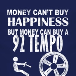 Money Cant Buy Happiness 1992 Tempo Dark Distressed T Shirt