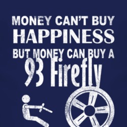 Money Cant Buy Happiness 1993 Pontiac Firefly Dark Distressed T Shirt