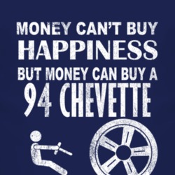 Money Cant Buy Happiness 1994 Chevy Chevette Dark Distressed T Shirt