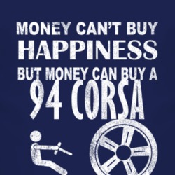 Money Cant Buy Happiness 1994 Chevy Corsa Dark Distressed T Shirt