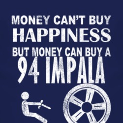 Money Cant Buy Happiness 1994 Chevy Impala Dark Distressed T Shirt