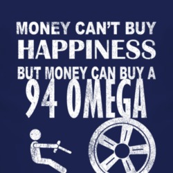 Money Cant Buy Happiness 1994 Chevy Omega Dark Distressed T Shirt