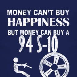 Money Cant Buy Happiness 1994 Chevy S-10 Dark Distressed T Shirt