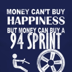 Money Cant Buy Happiness 1994 Chevy Sprint Dark Distressed T Shirt
