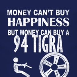 Money Cant Buy Happiness 1994 Chevy Tigra Dark Distressed T Shirt