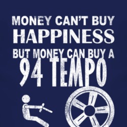 Money Cant Buy Happiness 1994 Tempo Dark Distressed T Shirt