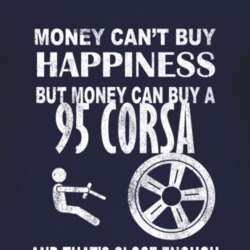 Money Cant Buy Happiness 1995 Chevy Corsa Dark Distressed T Shirt