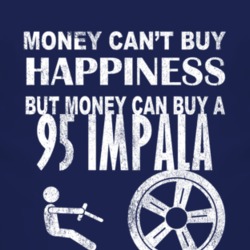 Money Cant Buy Happiness 1995 Chevy Impala Dark Distressed T Shirt
