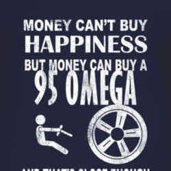 Money Cant Buy Happiness 1995 Chevy Omega Dark Distressed T Shirt