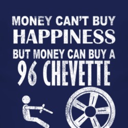 Money Cant Buy Happiness 1996 Chevy Chevette Dark Distressed T Shirt