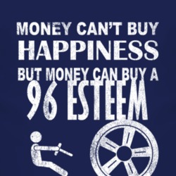 Money Cant Buy Happiness 1996 Chevy Esteem Dark Distressed T Shirt