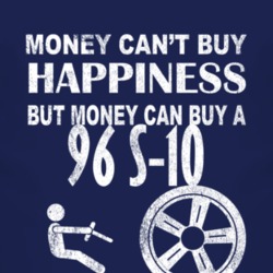 Money Cant Buy Happiness 1996 Chevy S-10 Dark Distressed T Shirt