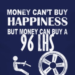 Money Cant Buy Happiness 1996 Chrysler LHS Dark Distressed T Shirt