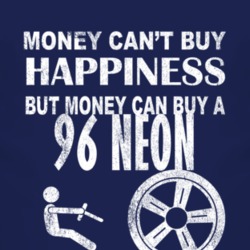 Money Cant Buy Happiness 1996 Chrysler Neon Dark Distressed T Shirt